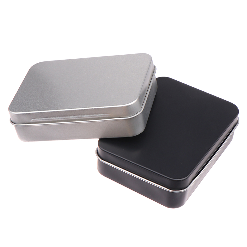 Tin Container Lid - 1個入りフロスト加工家庭用鉄製収納ボックス、金属製ボックス、錫メッキ容器、ヒンジ付き蓋付き小型空収納ボックス。
