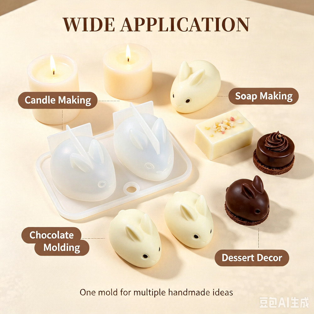 3D ミニウサギシリコンモールド食品グレード 2 キャビティ - Candle Making Tutorial のレビューと価格