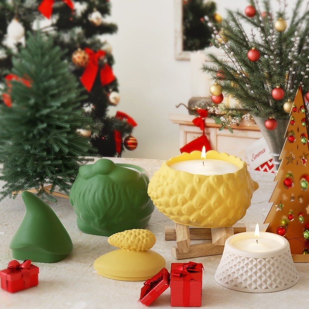 シリコン製のサンタクロース型収納瓶型。蓋付きで、型から取り出 - Candle Making Jars With Lids のレビューと価格