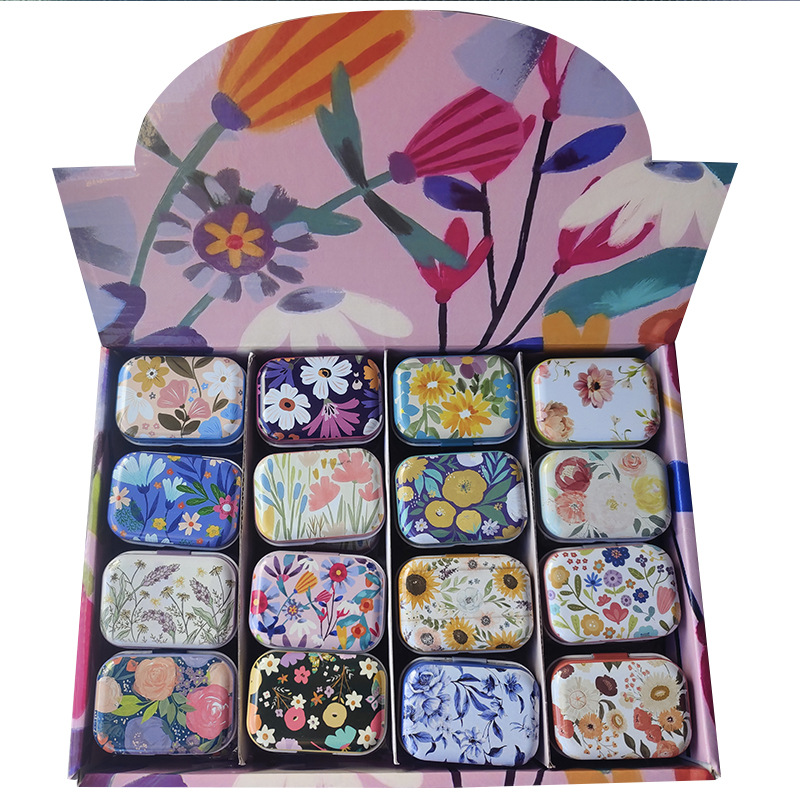 32個入り ミニ ヴィンテージ風 花柄のキャンディ収納缶 密 - Tin Container Lid のレビューと価格