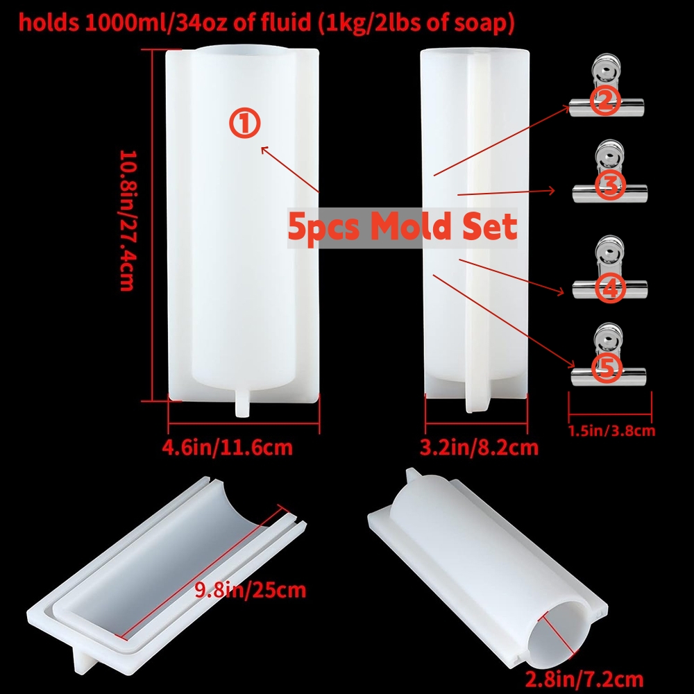 大きな円筒形石鹸型（クリップ付き）、1000mlシリコン製円 - Candle Making Tutorial のレビューと価格