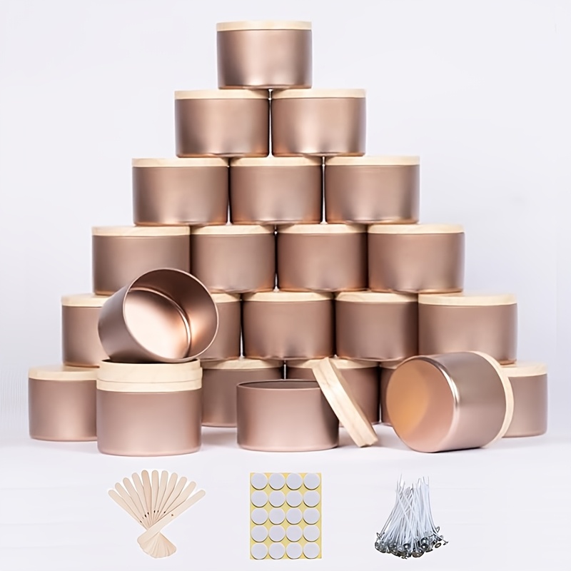45個入りローズゴールドメタルキャンドルジャー、各4オンス、 - Candle Making Jars With Lids のレビューと価格