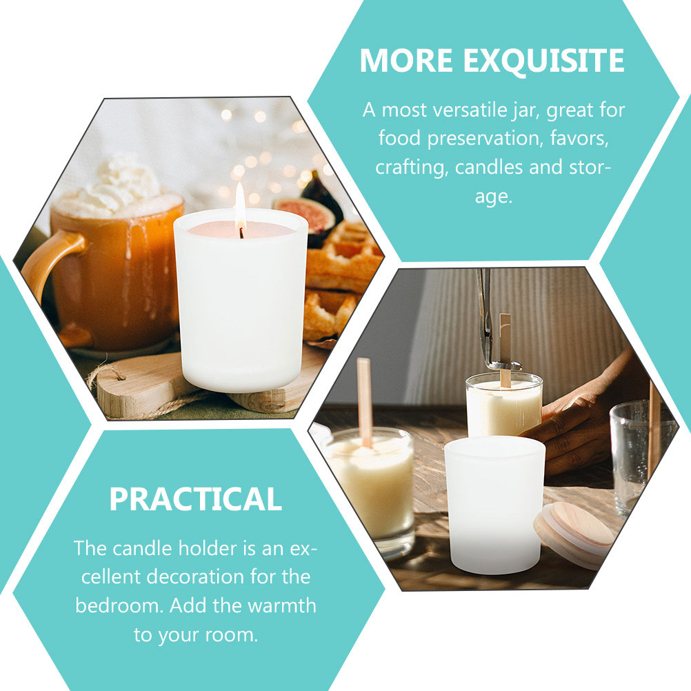 蓋付きの空のガラス瓶。木製の蓋が付いており、アロマキャンドル - Candle Making Jars With Lids のレビューと価格