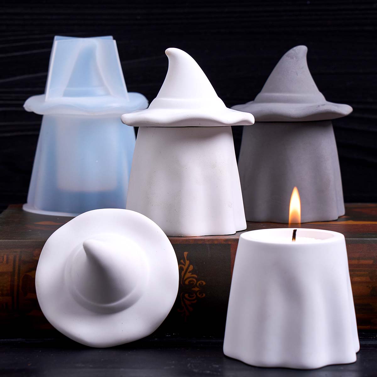ゴーストウィザードキャンドルジャーシリコンモールドDIY、蓋 - Candle Making Jars With Lids のレビューと価格