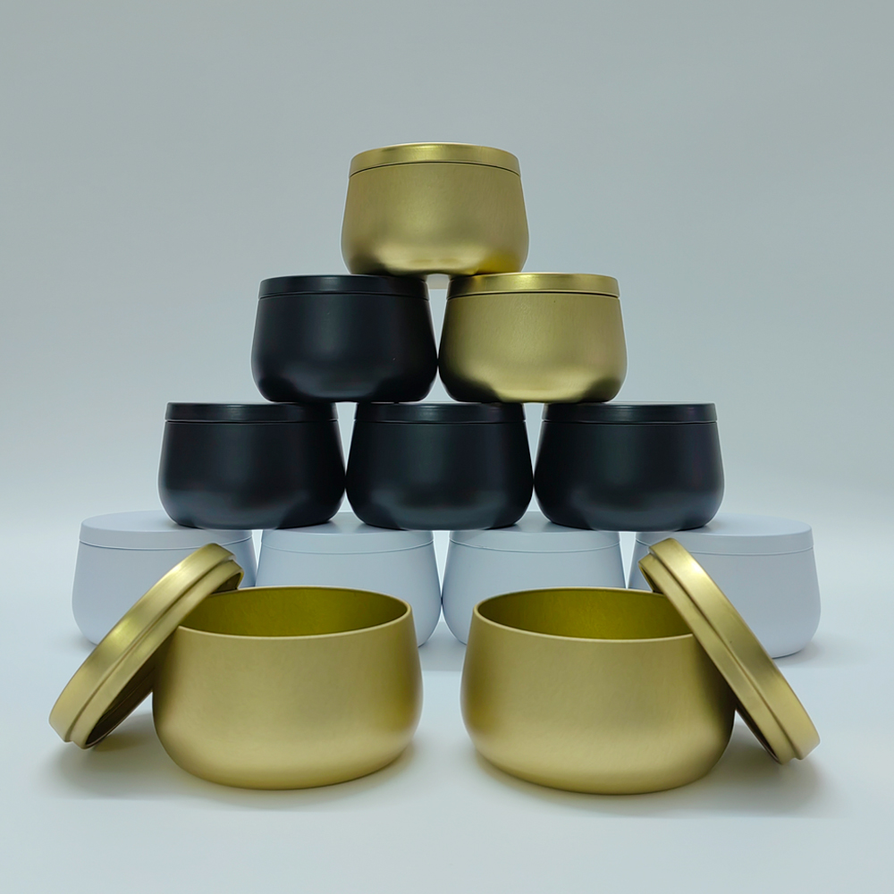 12個入り 8オンス 白黒金 メタルキャンドルジャー 蓋付き - Tin Container Lid のレビューと価格