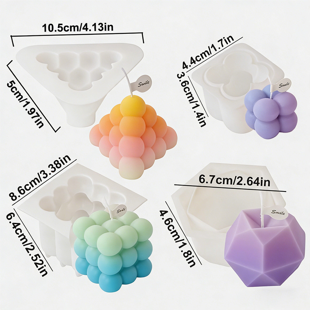 3Dバブルキューブシリコンキャンドルモールドセット、幾何学模 - Candle Making Kits のレビューと価格